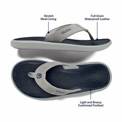 Pili Waterproof Leather Sandals - Ash / Mood Indigo