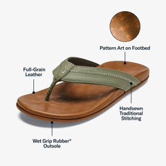 Hiapo - Odyssey Grey / Sahara Leather Beach Sandals