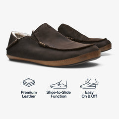 Moloā Men's Nubuck Leather Slippers - Dark Wood