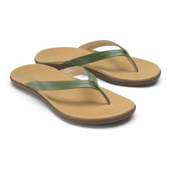 Honu Leather Sandals - Green Olive / Golden Sand