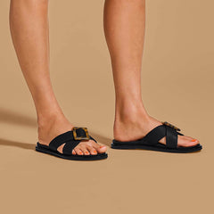 La‘i Slide Slide Beach Sandals - Black