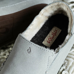 Nohea Women's Leather Slippers - Pale Grey