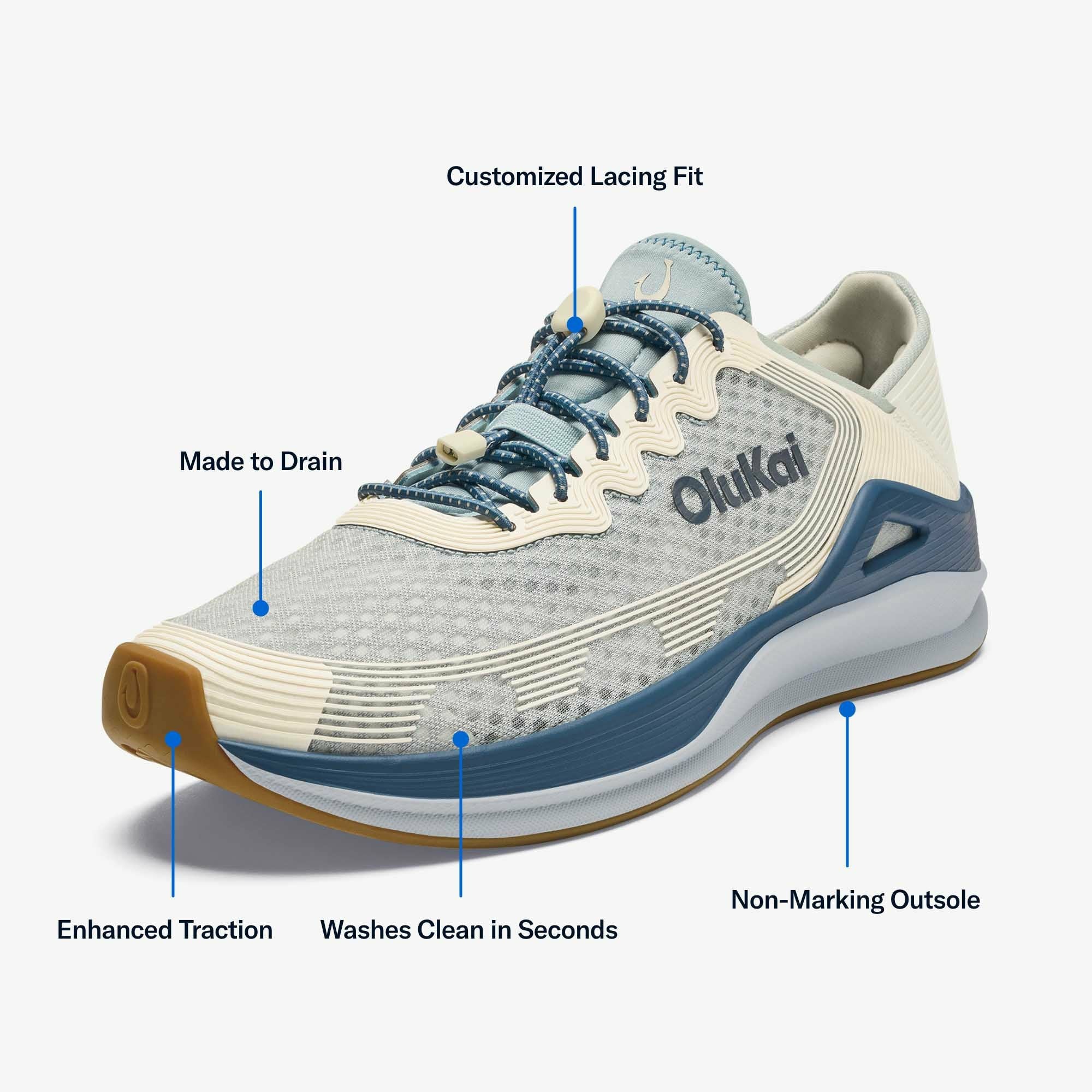 ‘Ahi Water Boat Shoes - Blue Pearl / White Sand