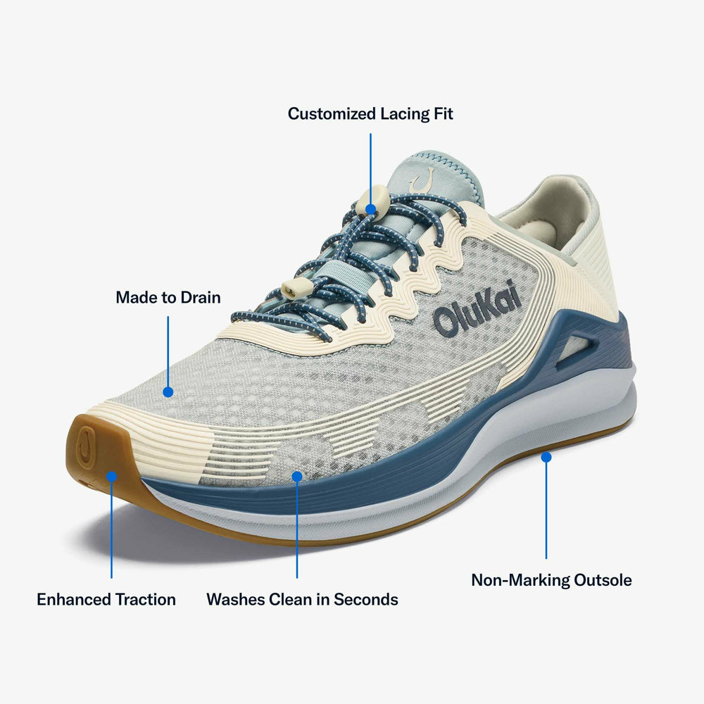 ‘Ahi Water Boat Shoes - Blue Pearl / White Sand