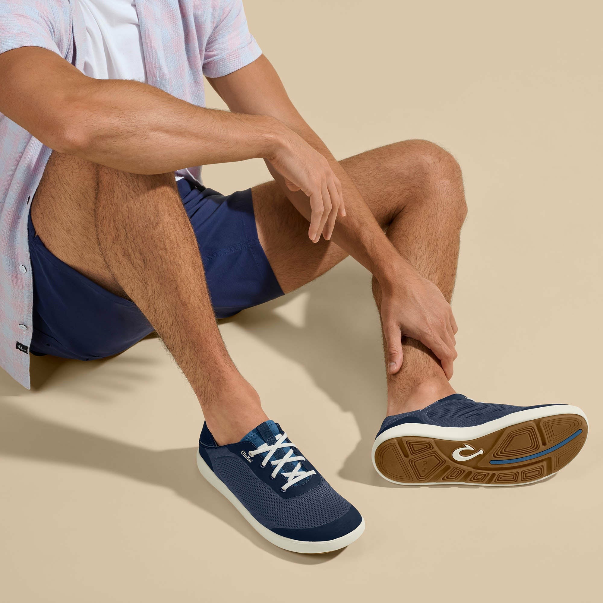 Moku Pae Men's Boat Shoes - Trench Blue / Off White