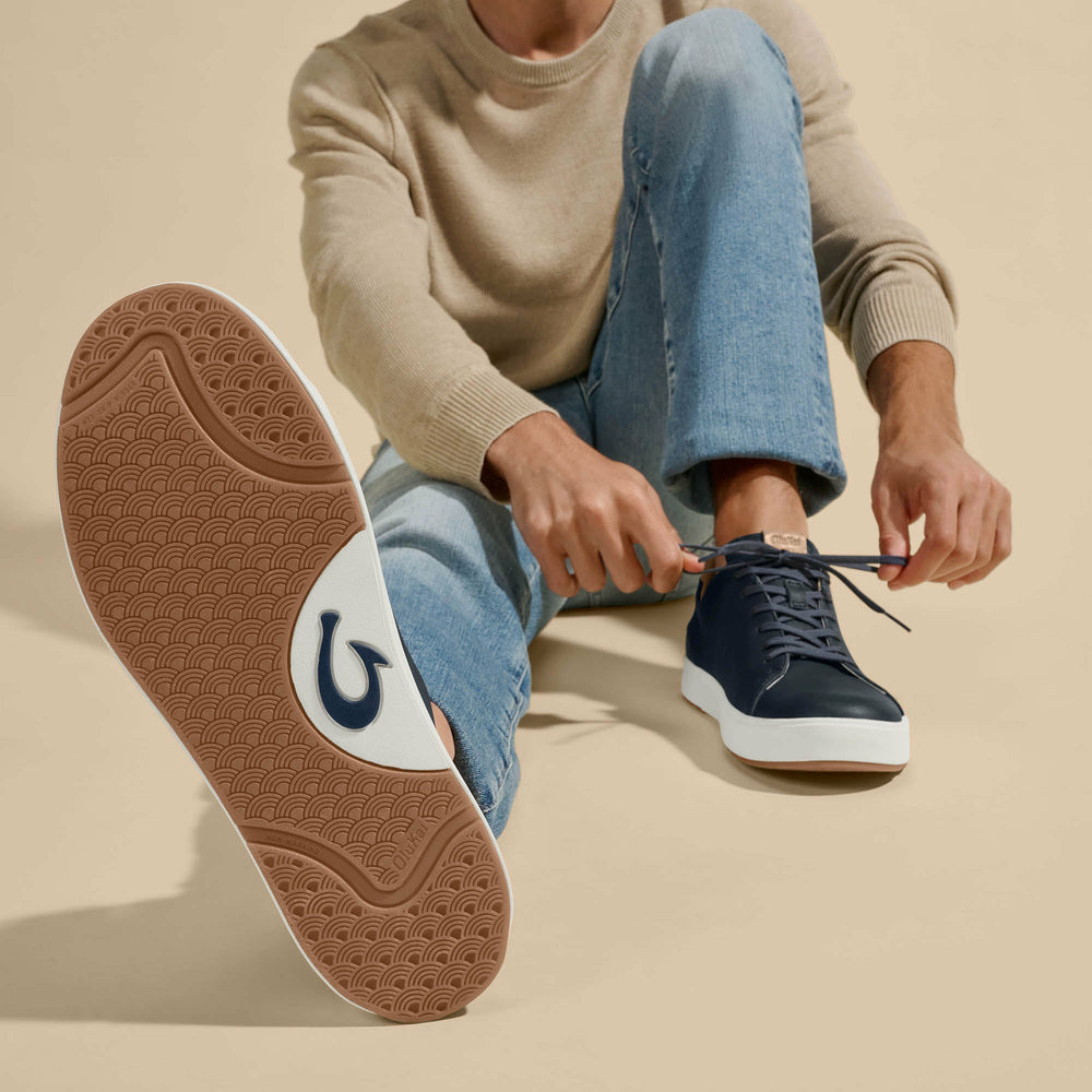 Lae‘ahi Lī ‘Ili Men's Leather Sneakers - Trench Blue