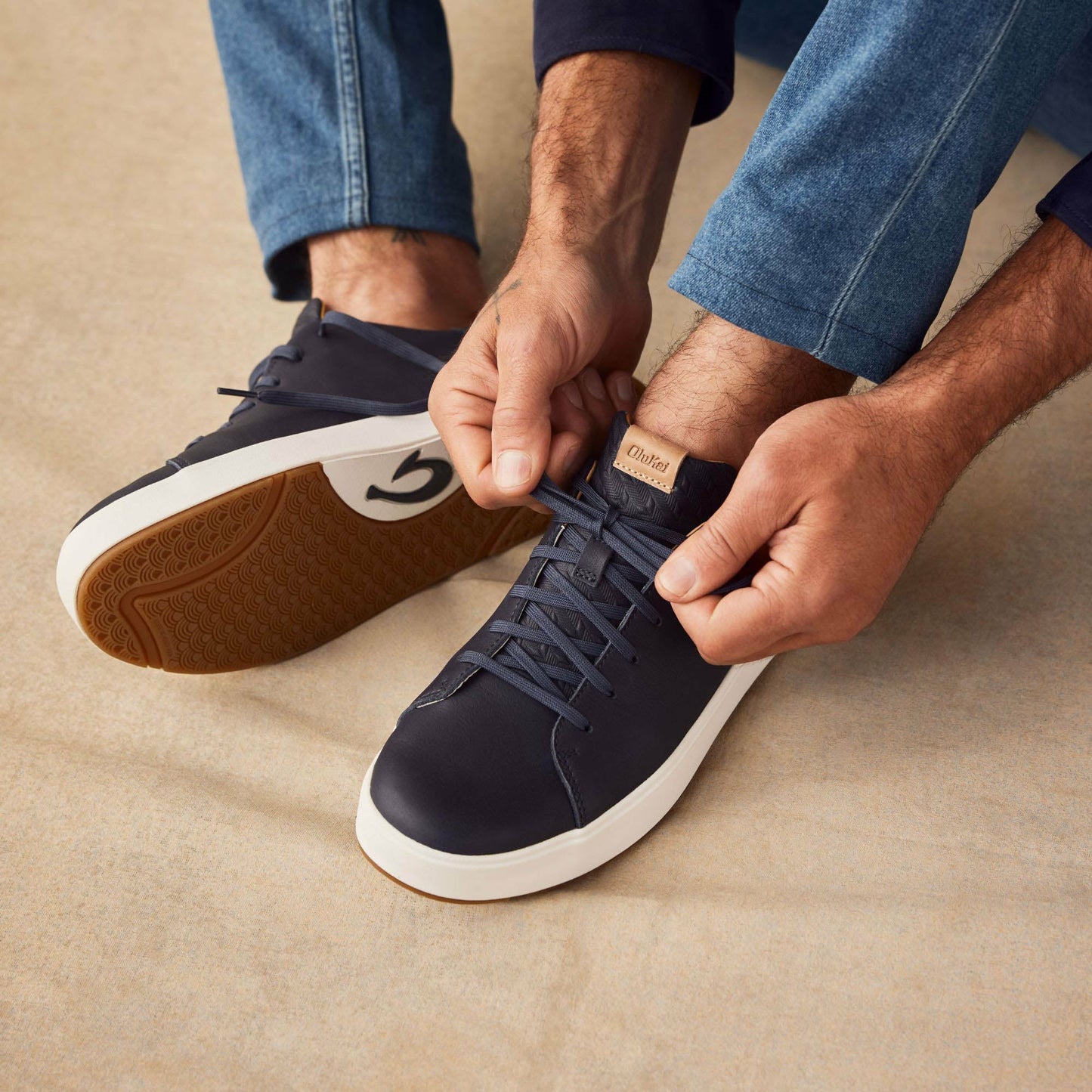 Lae‘ahi Lī ‘Ili Men's Leather Sneakers - Trench Blue