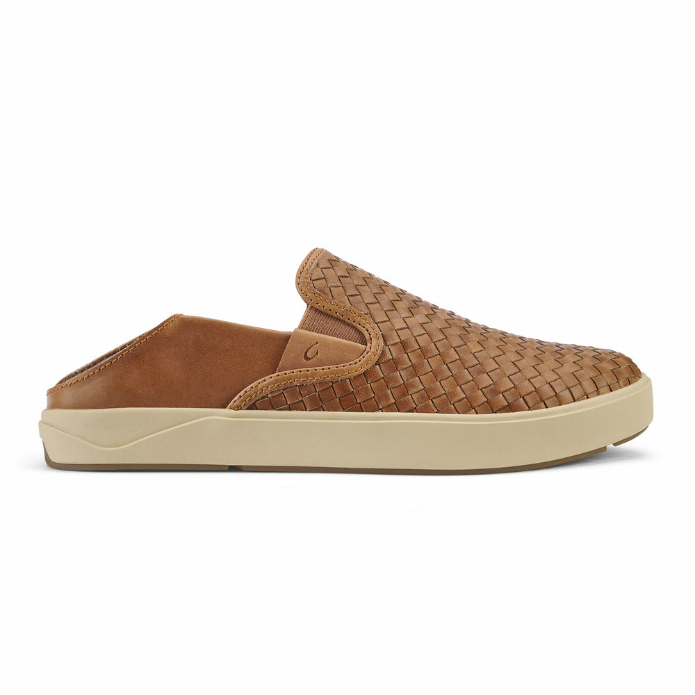 Lae‘ahi Lauhala Men's Leather Slip-On Sneakers - Fox