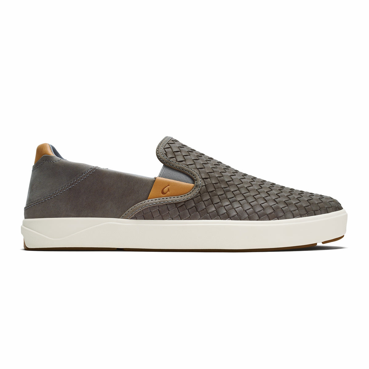 Lae‘ahi Lauhala Men's Leather Slip-On Sneakers - Ash