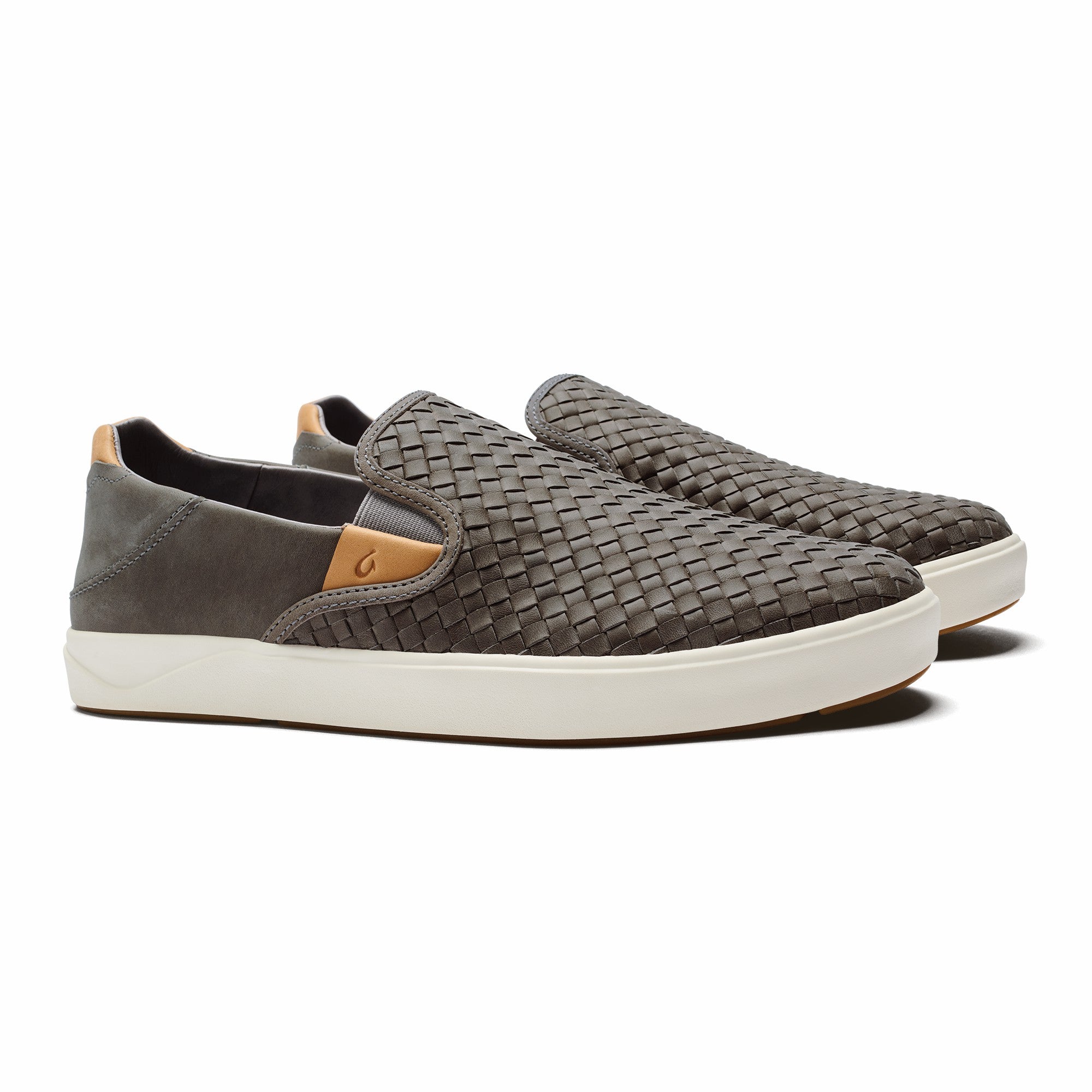 Lae‘ahi Lauhala Men's Leather Slip-On Sneakers - Ash