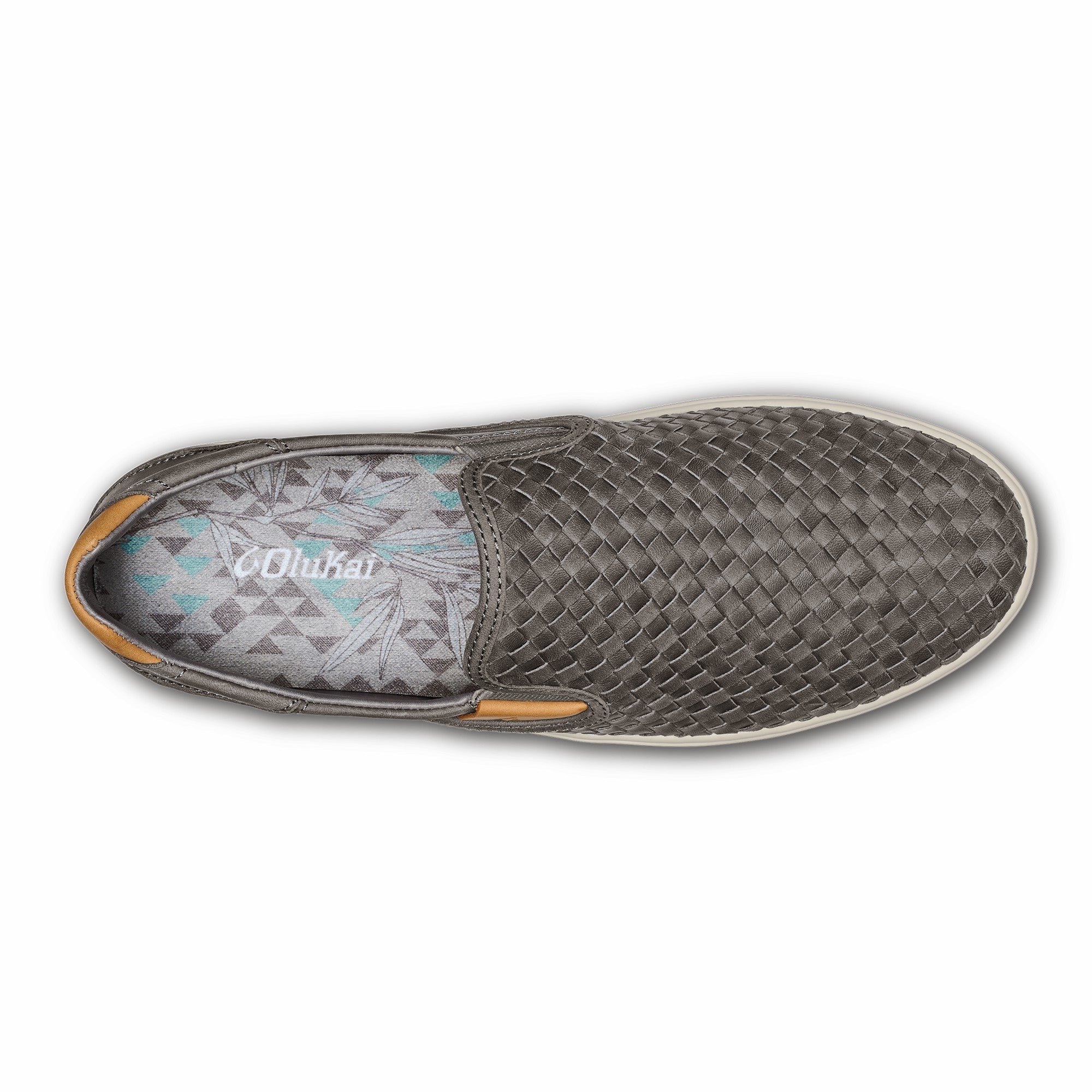 Lae‘ahi Lauhala Men's Leather Slip-On Sneakers - Ash