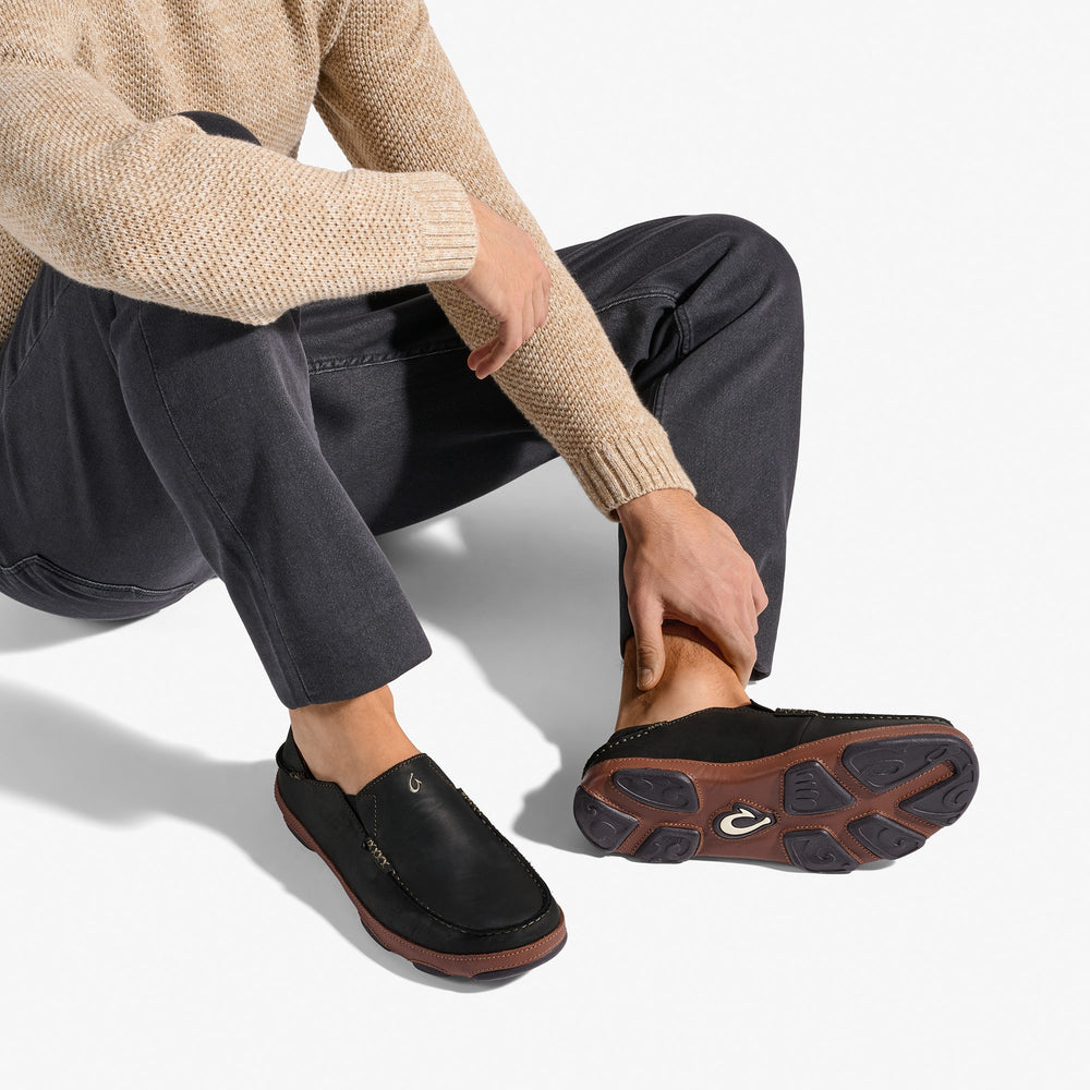 Moloā Men's Leather Slip On Shoes - Black / Toffee