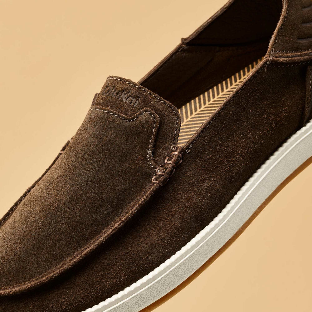 Kākaha Nia Men‘s Suede Slip-On Shoes - Dark Wood