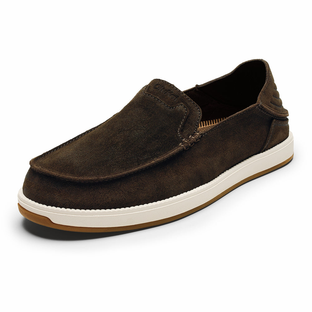 Kākaha Nia Men‘s Suede Slip-On Shoes - Dark Wood