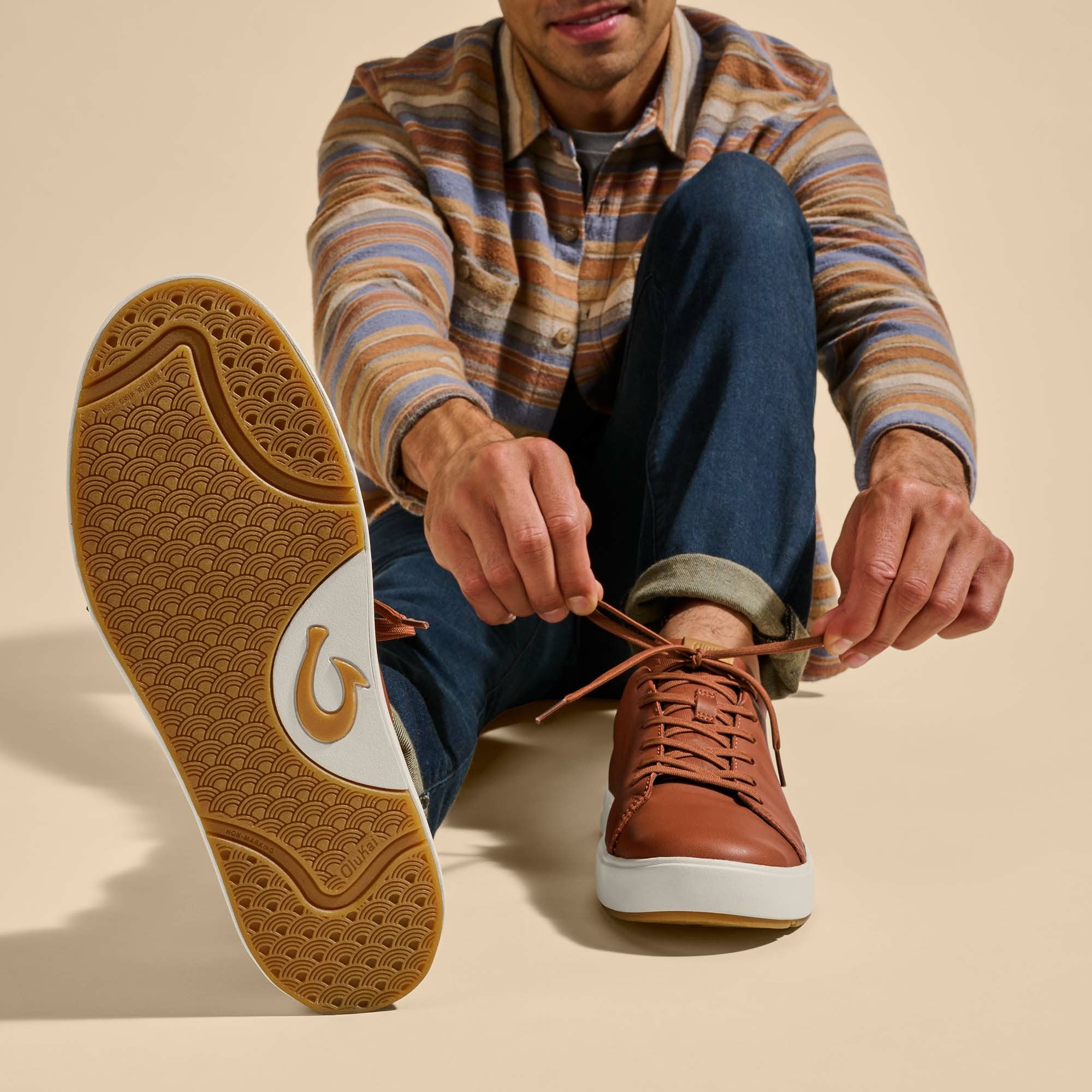 Lae‘ahi Lī ‘Ili Men's Leather Sneakers - Kukui Brown
