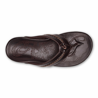 Mea Ola Men's Leather Beach Sandals - Dark Java