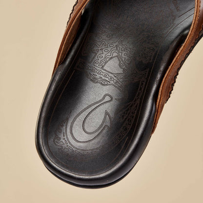 Mea Ola Men's Leather Sandals - Tan / Dark Java