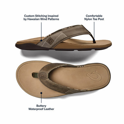 Tuahine Men's Waterproof Leather Beach Sandals - Hunter