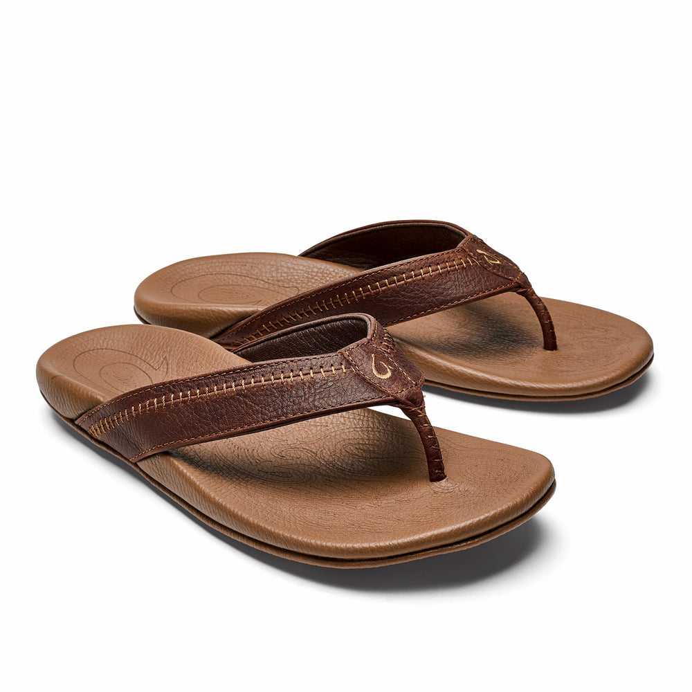 Hiapo -Dark Java / Toffee Leather Beach Sandals