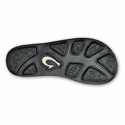 OluKai Mea Ola - Black | Men's Leather Beach Sandals