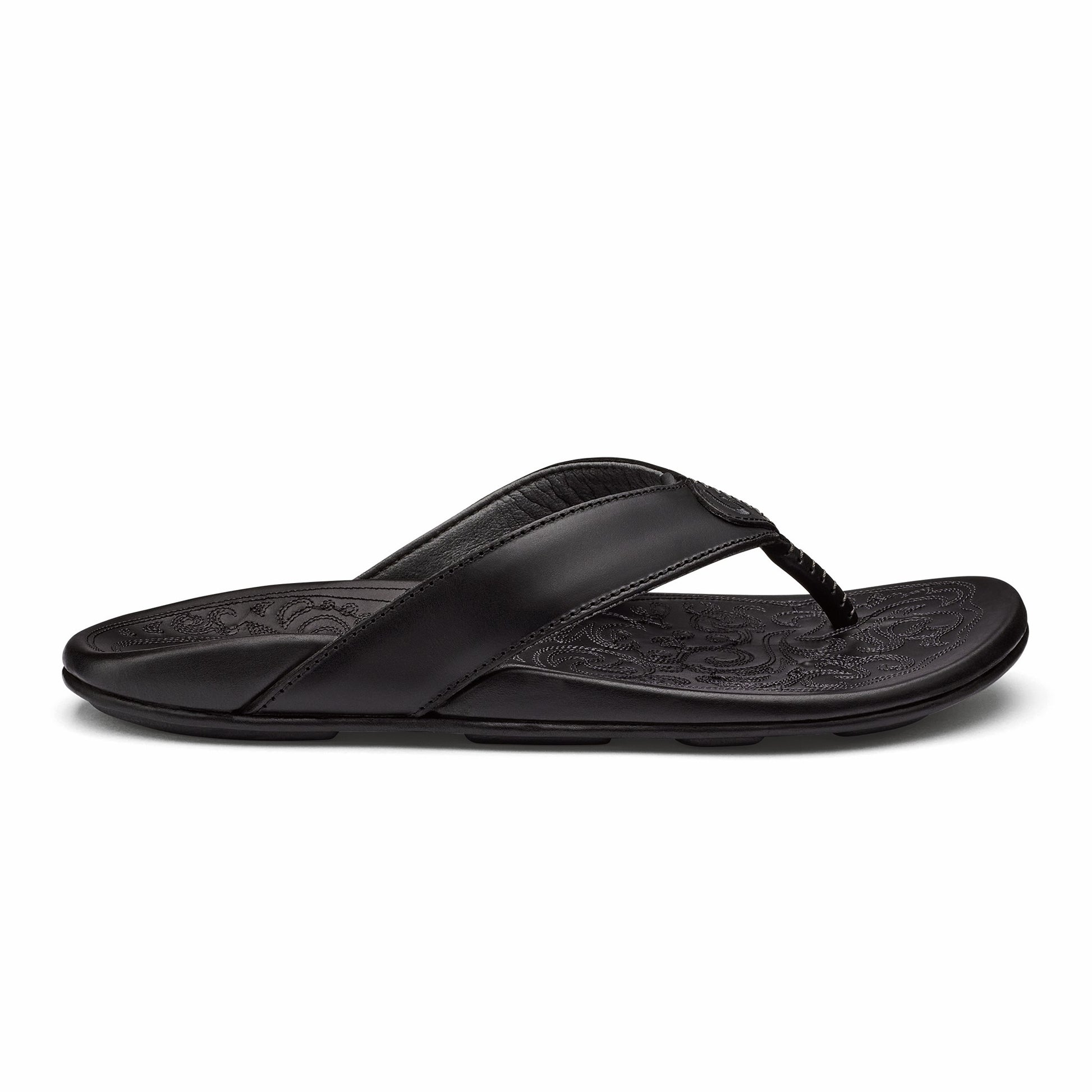 Mekila Men's Full-Grain Leather Beach Sandals - Black