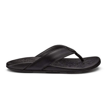 Mekila Men's Full-Grain Leather Beach Sandals - Black