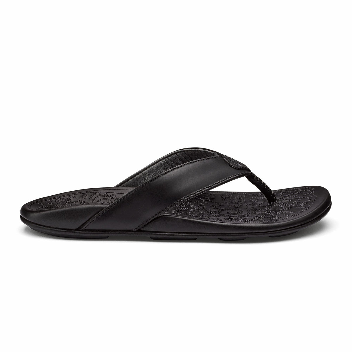 Mekila Men's Full-Grain Leather Beach Sandals - Black