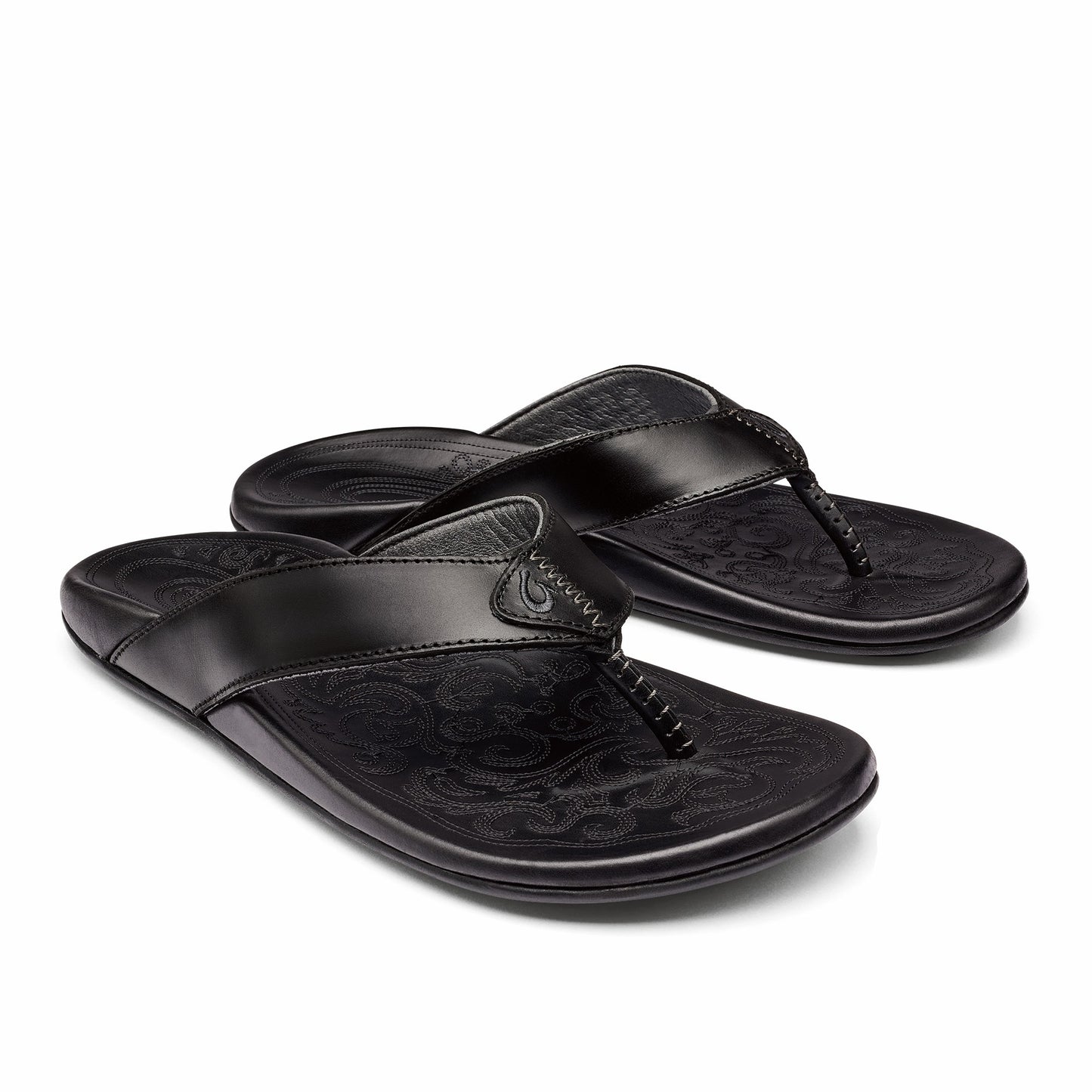 Mekila Men's Full-Grain Leather Beach Sandals - Black