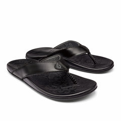 Mekila Men's Full-Grain Leather Beach Sandals - Black