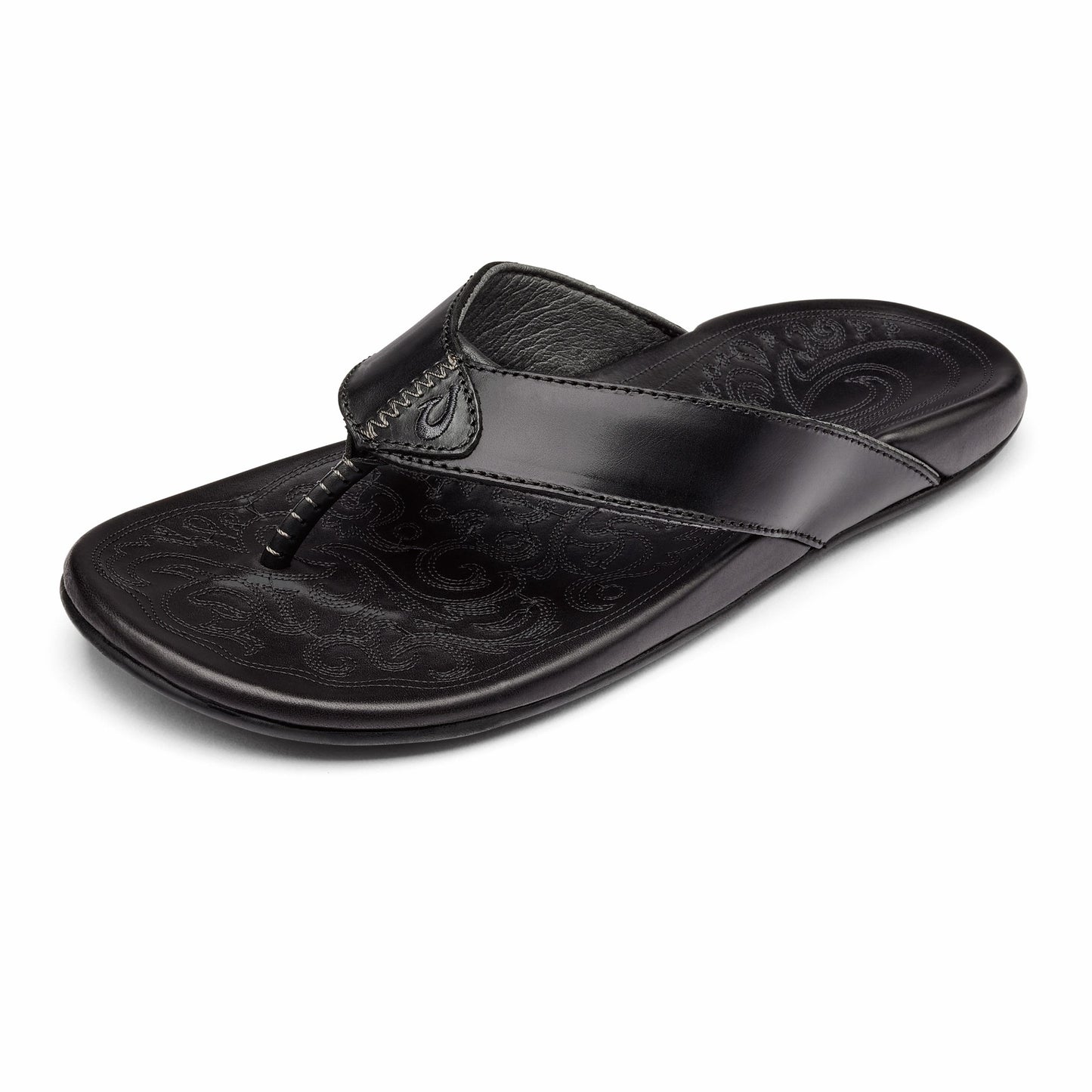 Mekila Men's Full-Grain Leather Beach Sandals - Black