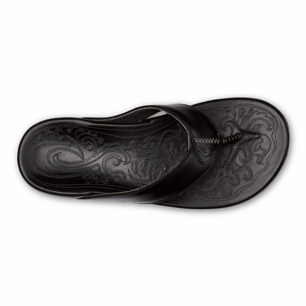 Mekila Men's Full-Grain Leather Beach Sandals - Black