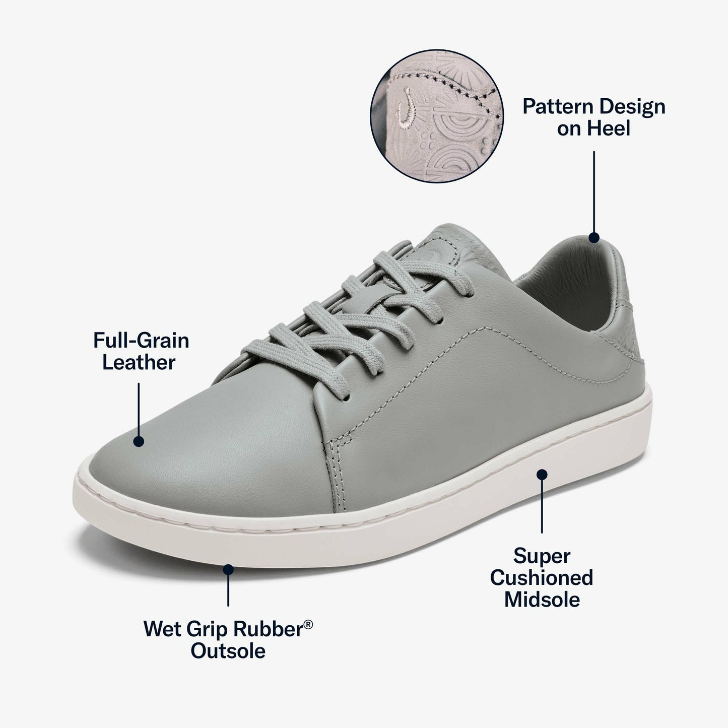 Pehuea Lī ‘Ili Women's Leather Sneakers - Ash