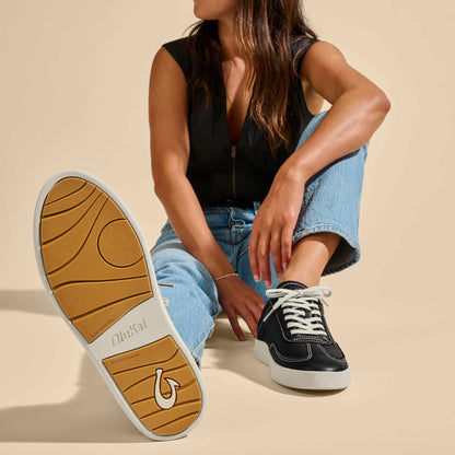 Hā‘upu Leather Sneakers - Onyx