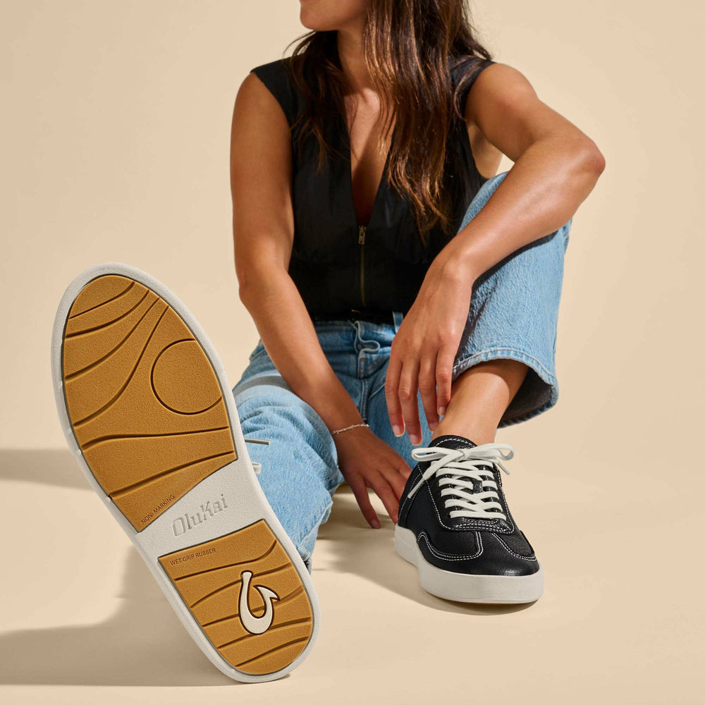 Hā‘upu Leather Sneakers - Onyx