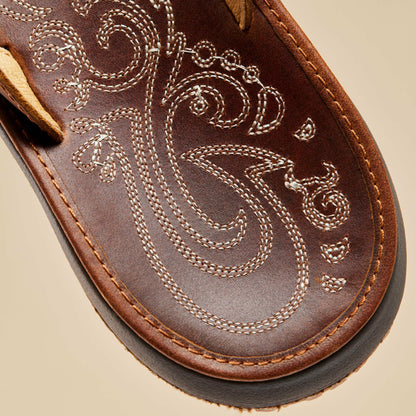 Paniolo Leather Beach Flip Flops - Natural