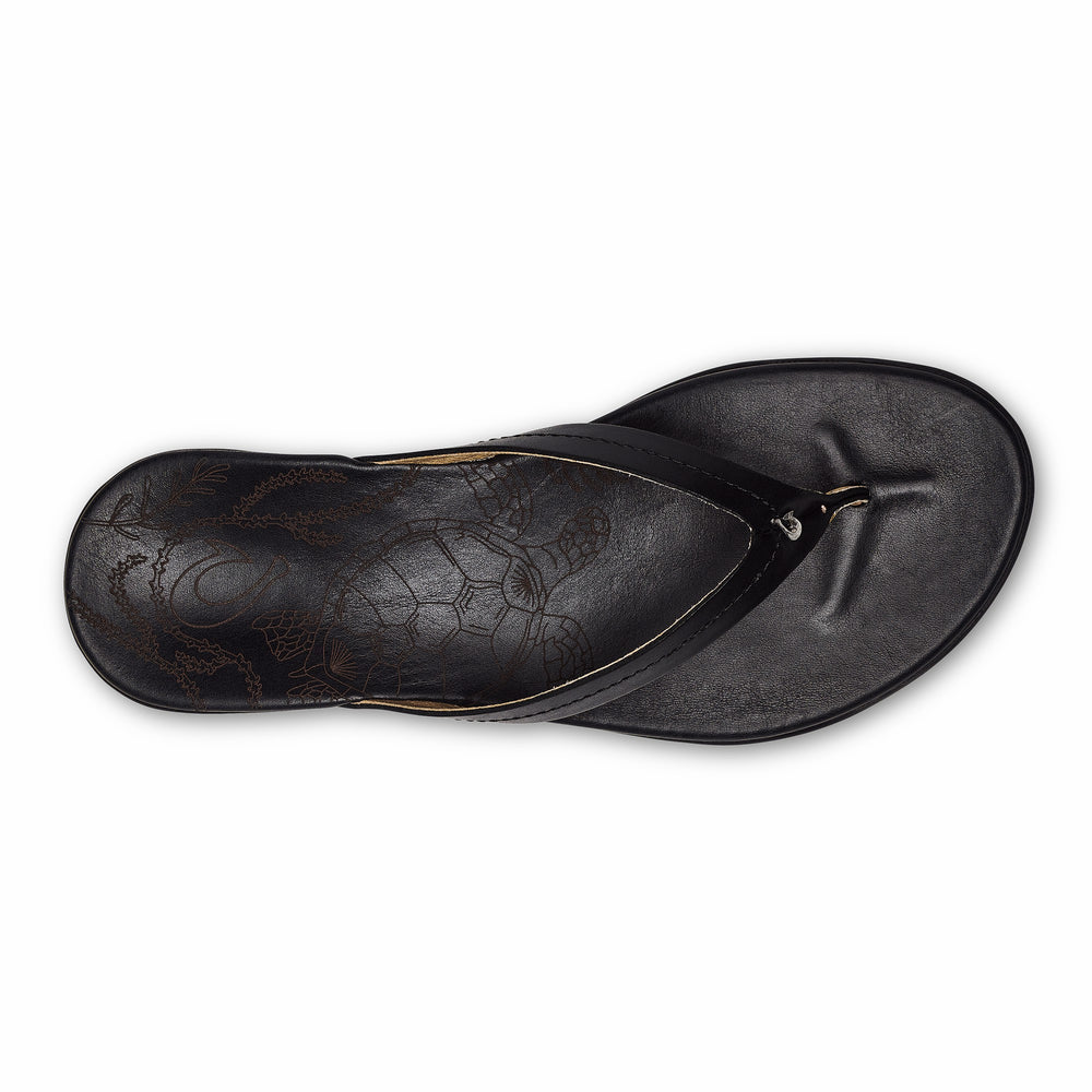 Honu Leather Beach Sandals - Black
