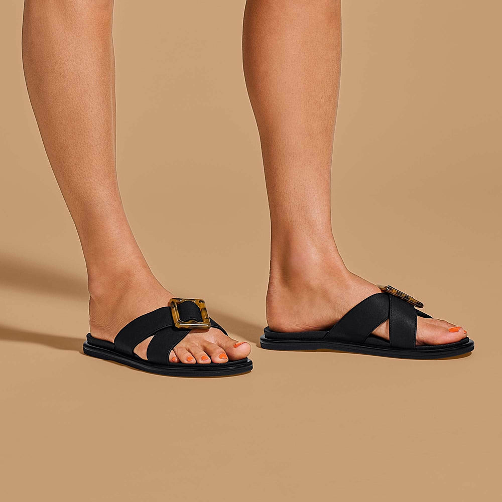 La‘i Slide Slide Beach Sandals - Black