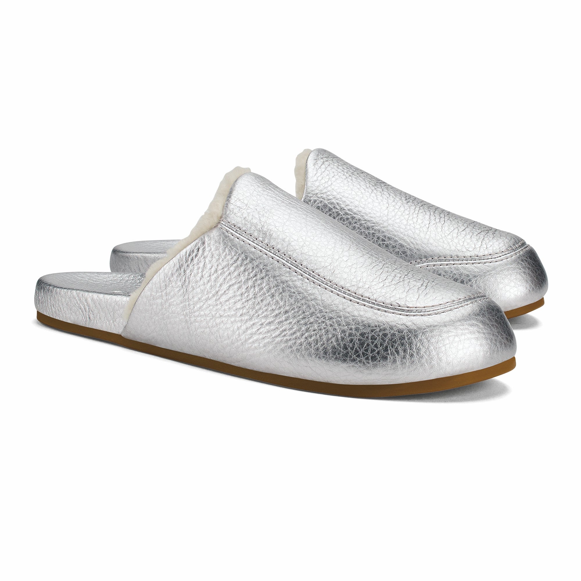 Kōnea Leather Slipper Mules - Silver