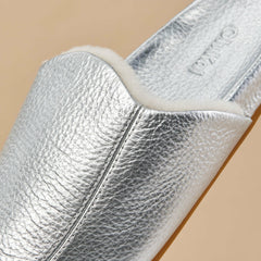 Kōnea Leather Slipper Mules - Silver