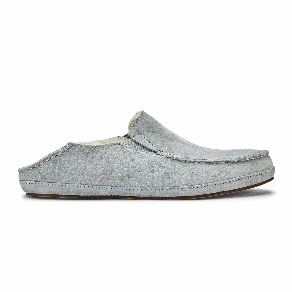 Nohea Women's Leather Slippers - Pale Grey